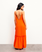 Vestido largo de tirantes Tallia - Fantasía naranja - Mujer