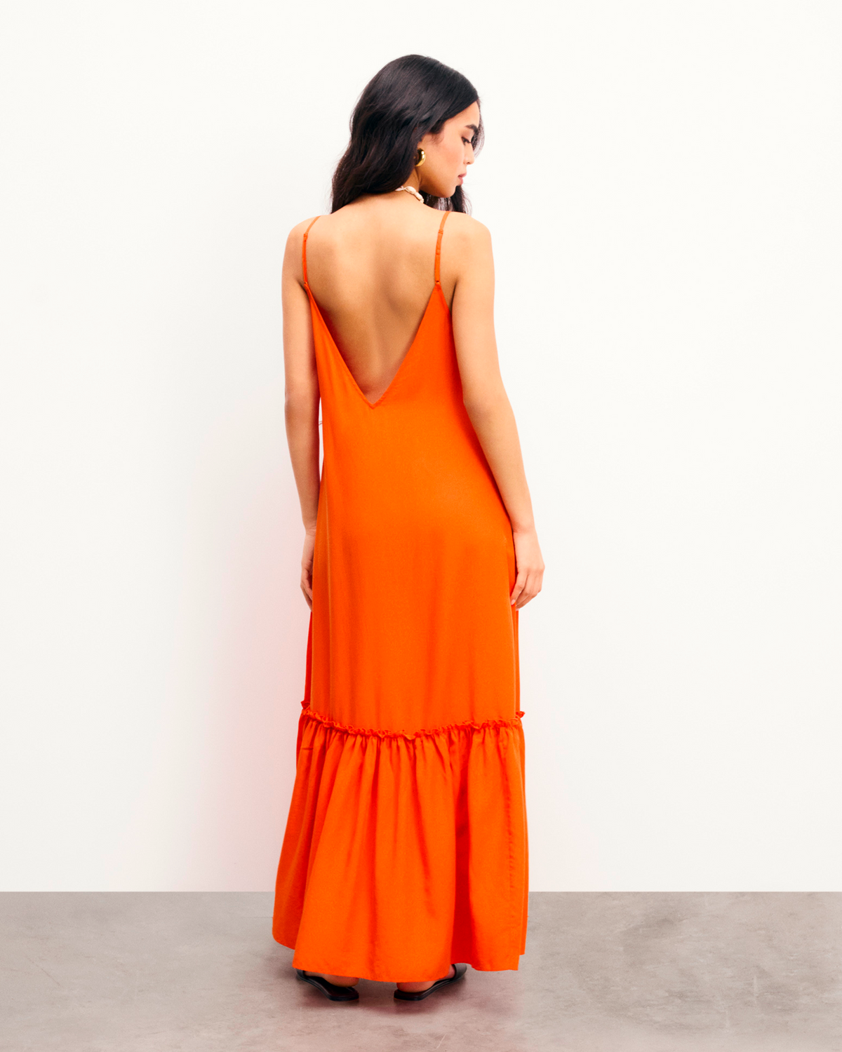 Vestido largo de tirantes Tallia - Fantasía naranja - Mujer