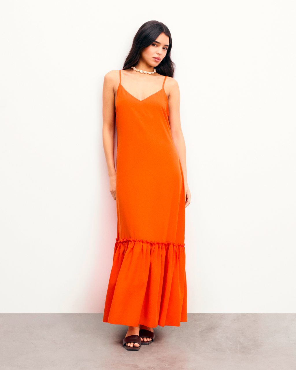 Vestido largo de tirantes Tallia - Fantasía naranja - Mujer