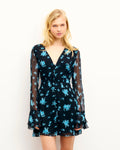 Robe Courte Manches Longues Lina - Midnight Bouque - Femme