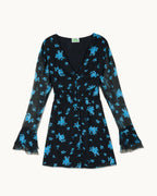 Robe Courte Manches Longues Lina - Midnight Bouque - Femme