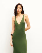 Long Strap Dress - Khaki - Women's