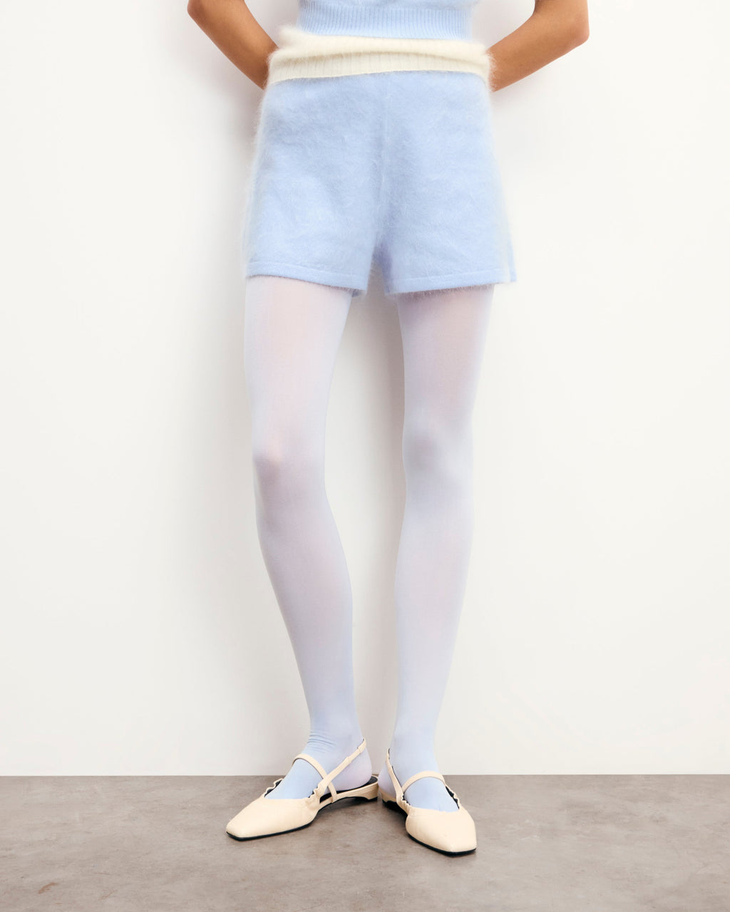 Short corto de cachemira cepillada - Baby Blue - Mujer