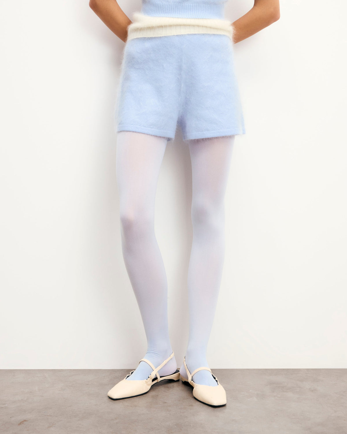 Short corto de cachemira cepillada - Baby Blue - Mujer