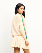 Sudadera de Cuello Redondo con Bandas Multicolores - Arena - Mujer