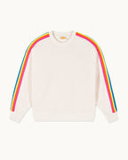 Sudadera de Cuello Redondo con Bandas Multicolores - Arena - Mujer