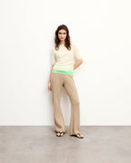 Short Sleeve Brushed Cashmere Top - Ecru - Women
