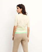 Short Sleeve Brushed Cashmere Top - Ecru - Women