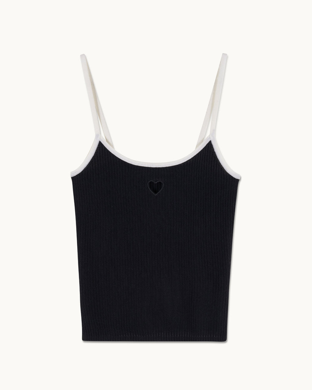 Two-Tone Heart Strap Top - Black - Women's