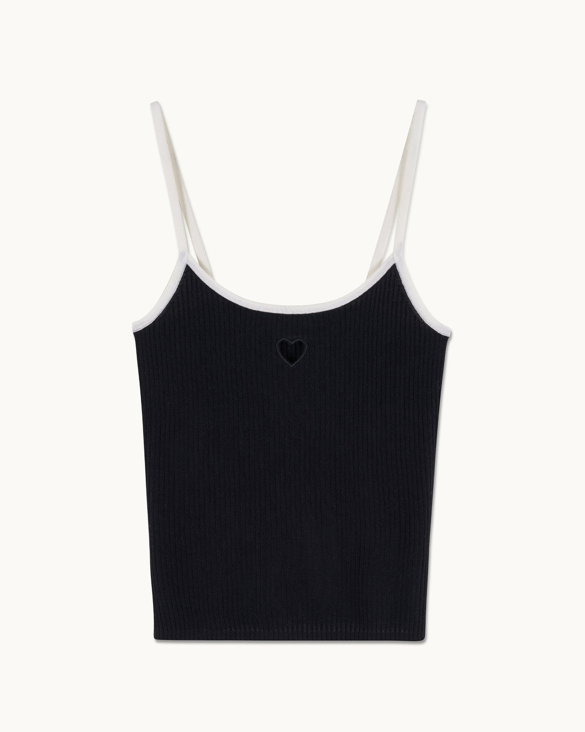 Two-Tone Heart Strap Top - Black - Women's
