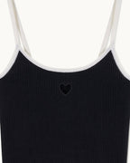 Two-Tone Heart Strap Top - Black - Women's