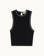 Top Canotta Collo con Strass - Nero - Donna