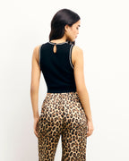 Top Canotta Collo con Strass - Nero - Donna