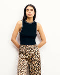 Top Canotta Collo con Strass - Nero - Donna
