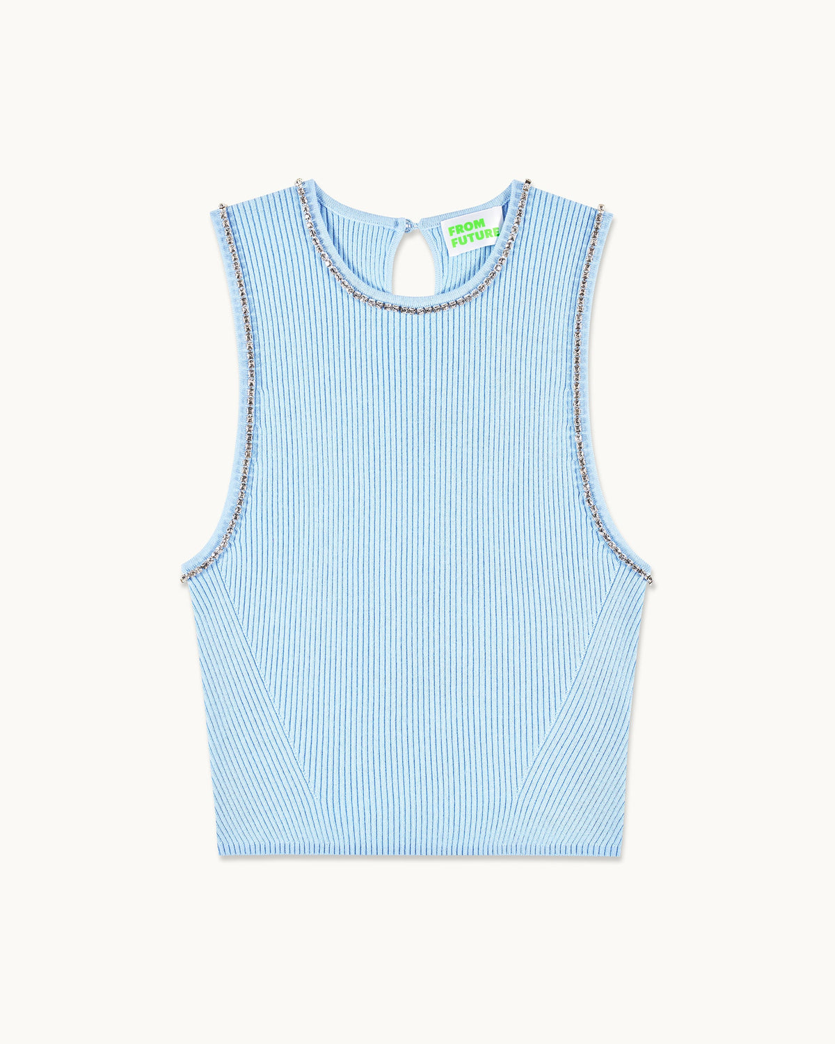 Rhinestone Tank Top - Baby Blue - Women's