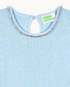 Rhinestone Tank Top - Baby Blue - Women's