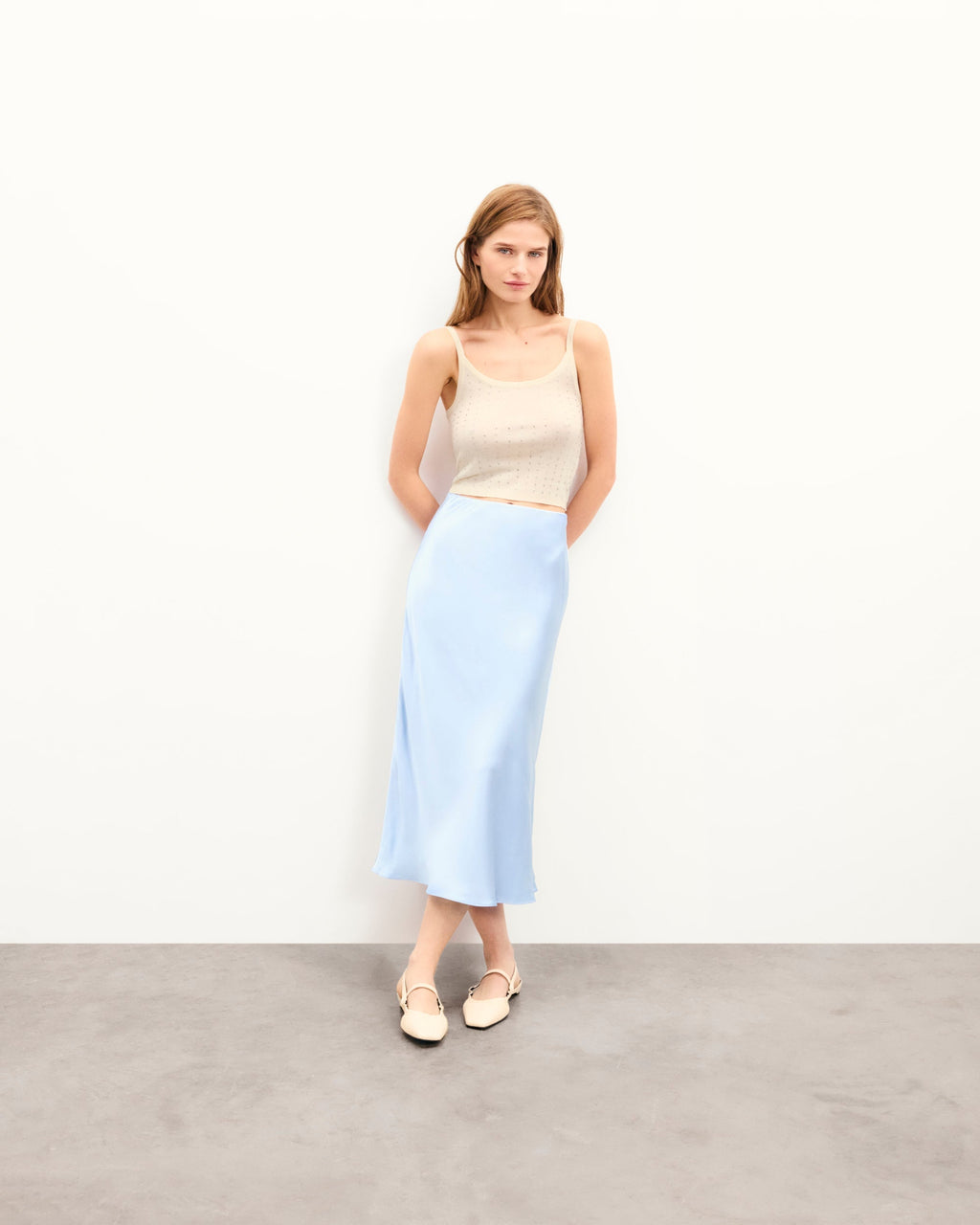 Top Bretelles Strass - Ecru - Femme