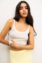Top Bretelles Strass - Ecru - Femme