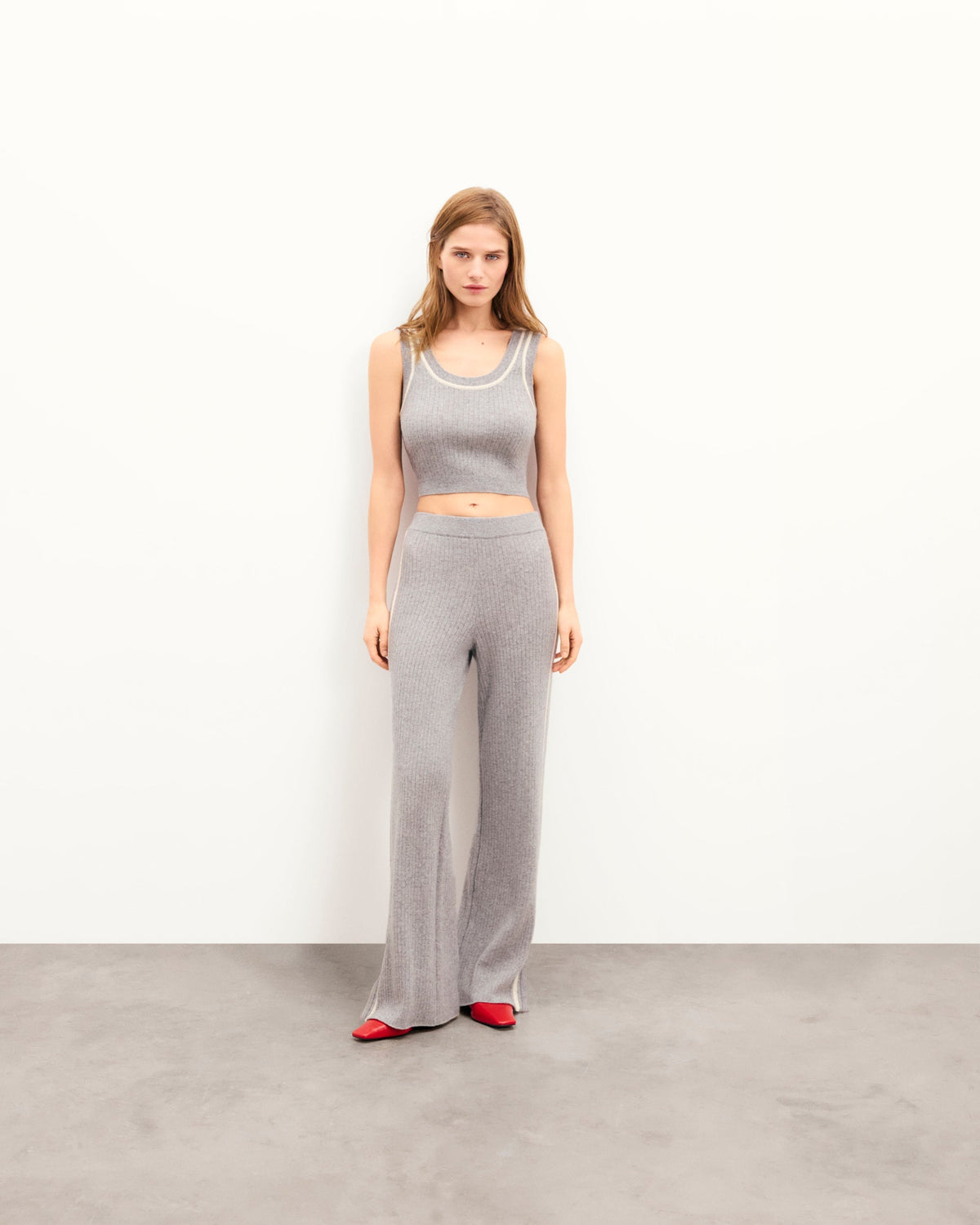 Striped Bralette Top - 1500 Dark Marl Grey - Women's
