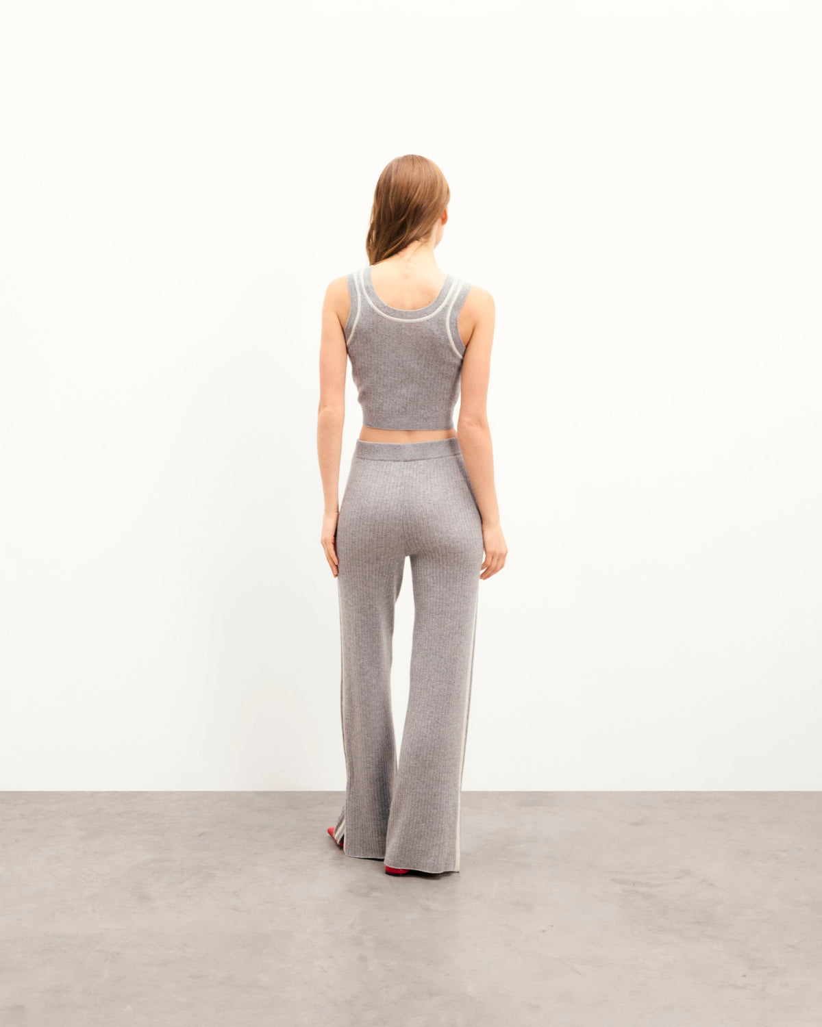 Striped Bralette Top - 1500 Dark Marl Grey - Women's
