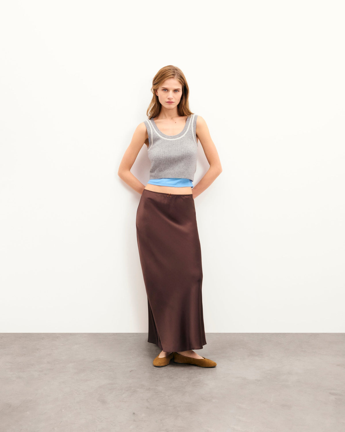 Striped Bralette Top - 1500 Dark Marl Grey - Women's