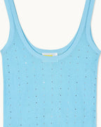 Rhinestone Strappy Top - Aqua Blue - Women