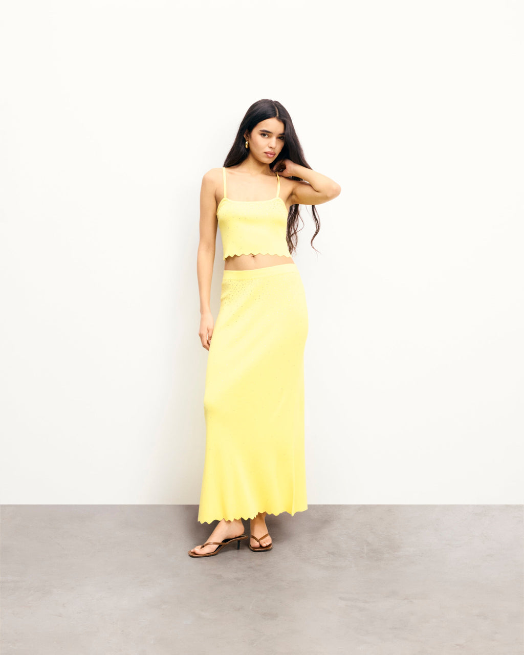 Top Bretelles Strass - Sky Yellow - Femme