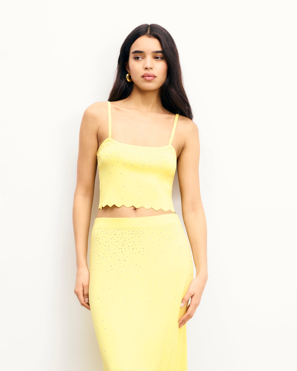 Top Bretelles Strass - Sky Yellow - Femme