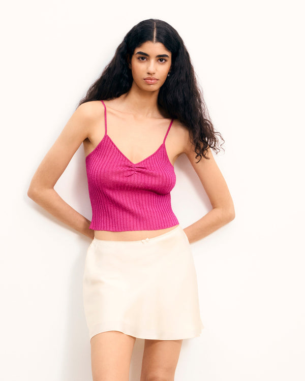 Top con Spalline Lurex - Shiny Pink - Donna