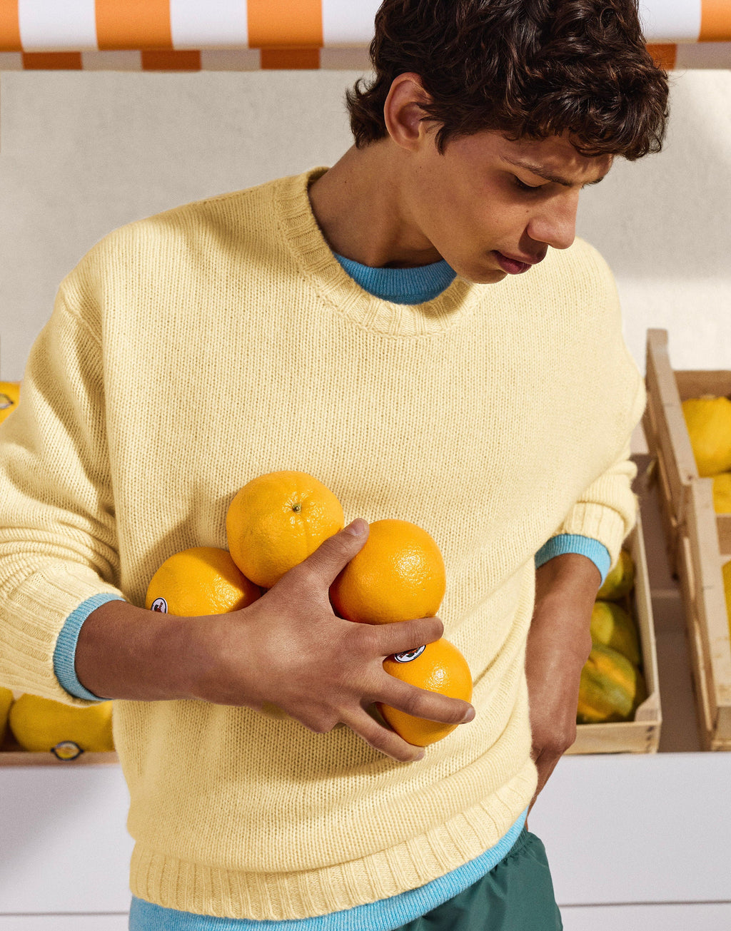 Pull Col Rond Oversize - Sunset Ylw Mln - Homme