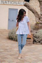 Martha Blue Cotton Blouse