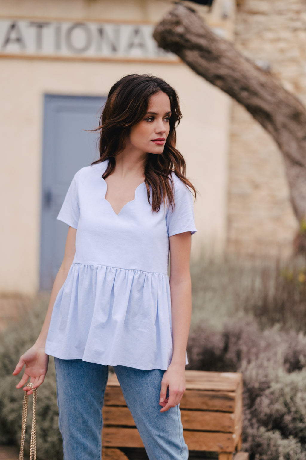 Martha Blue Cotton Blouse