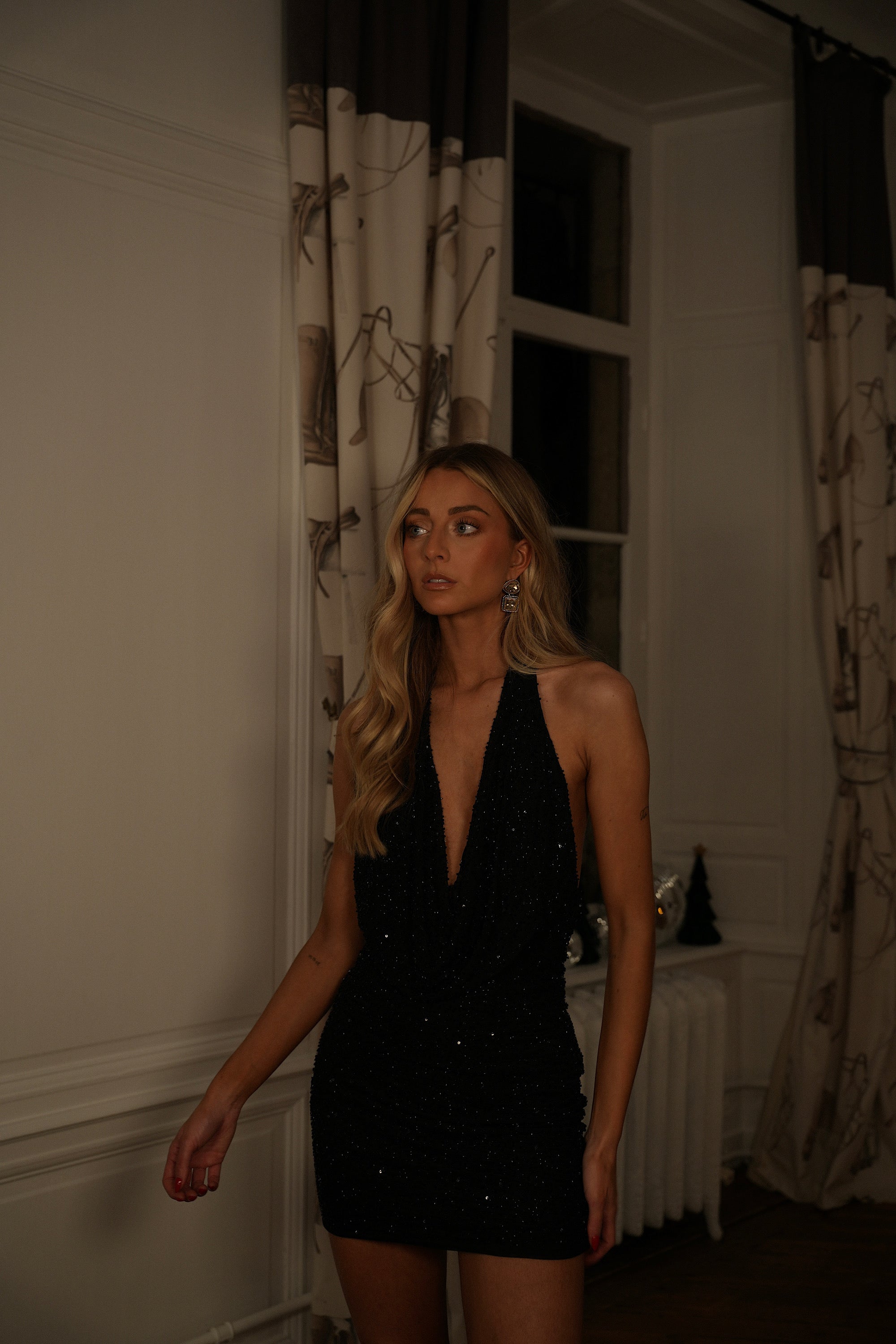 Robe À Sequins Léona - Noire