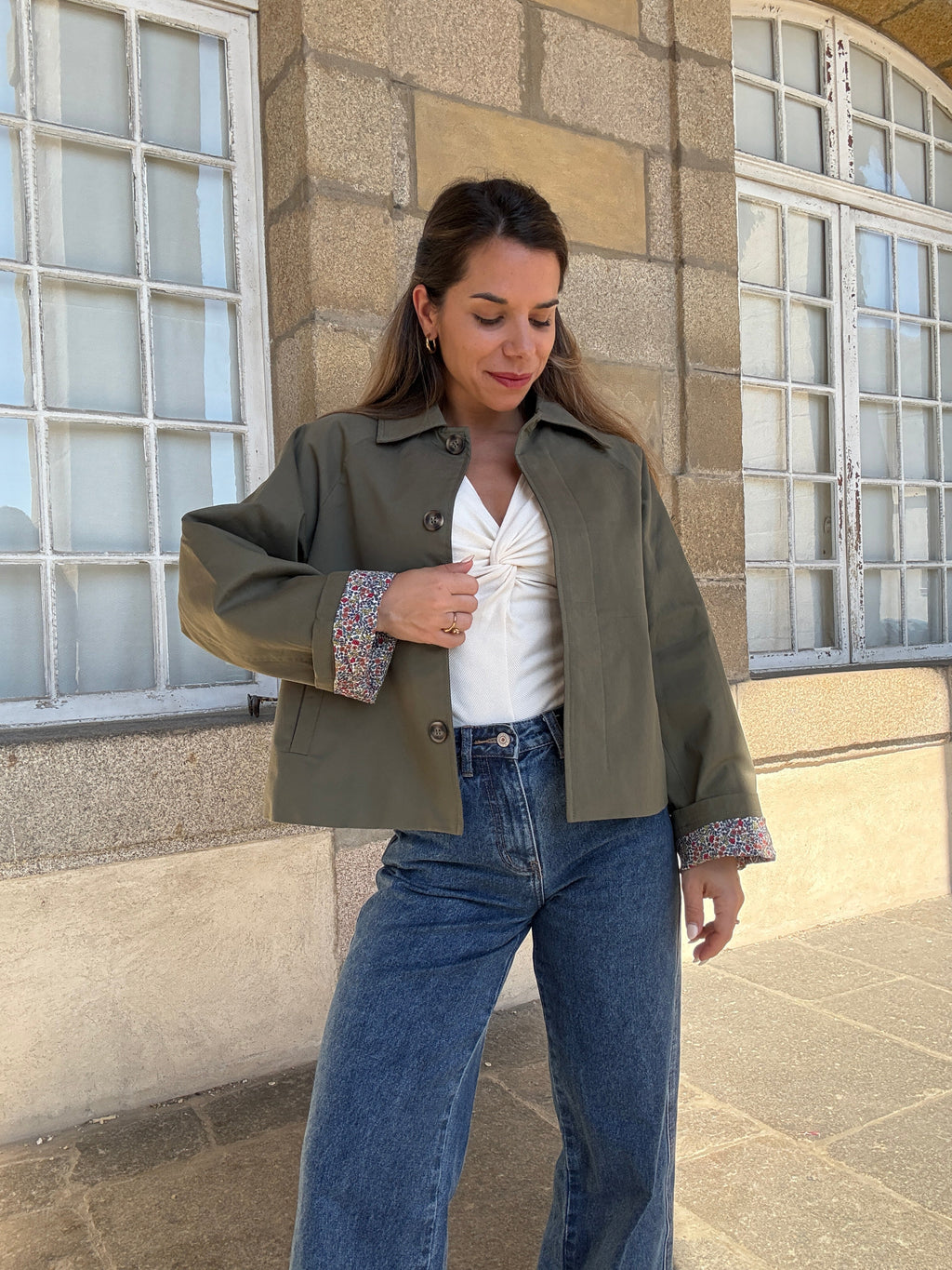 Chaqueta trench Edith de algodón Liberty caqui