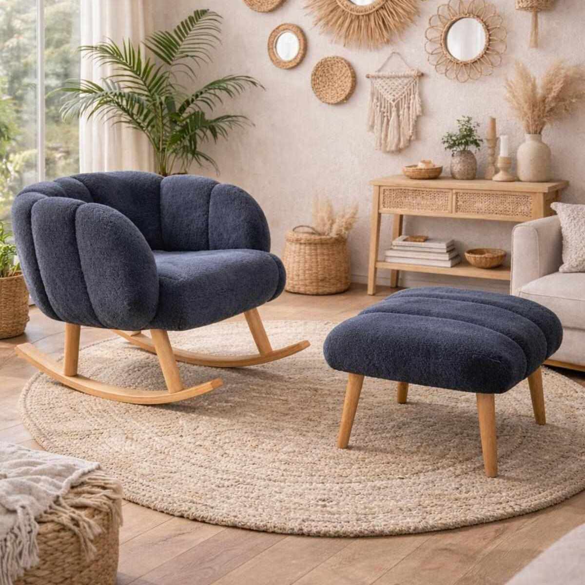 Lotus - Set de sillón y reposapiés (2 piezas) - Antracita