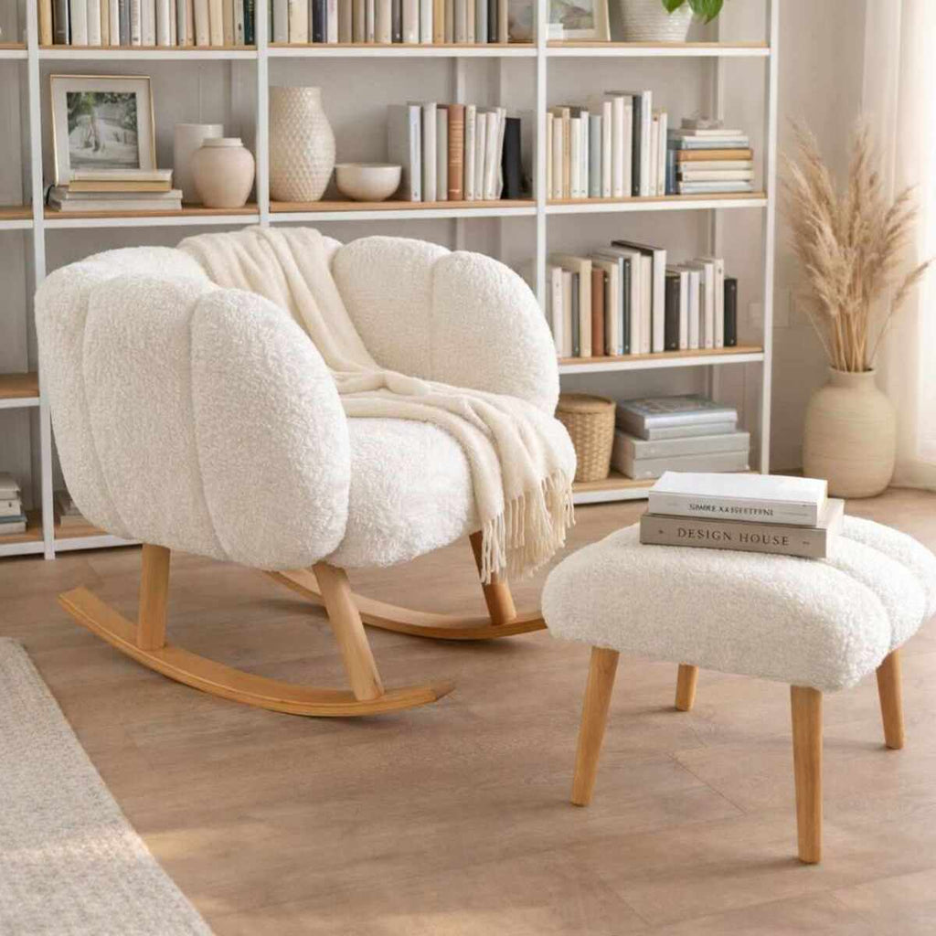 Lotus - Set de Sillón y Puf (2 Piezas) - Blanco
