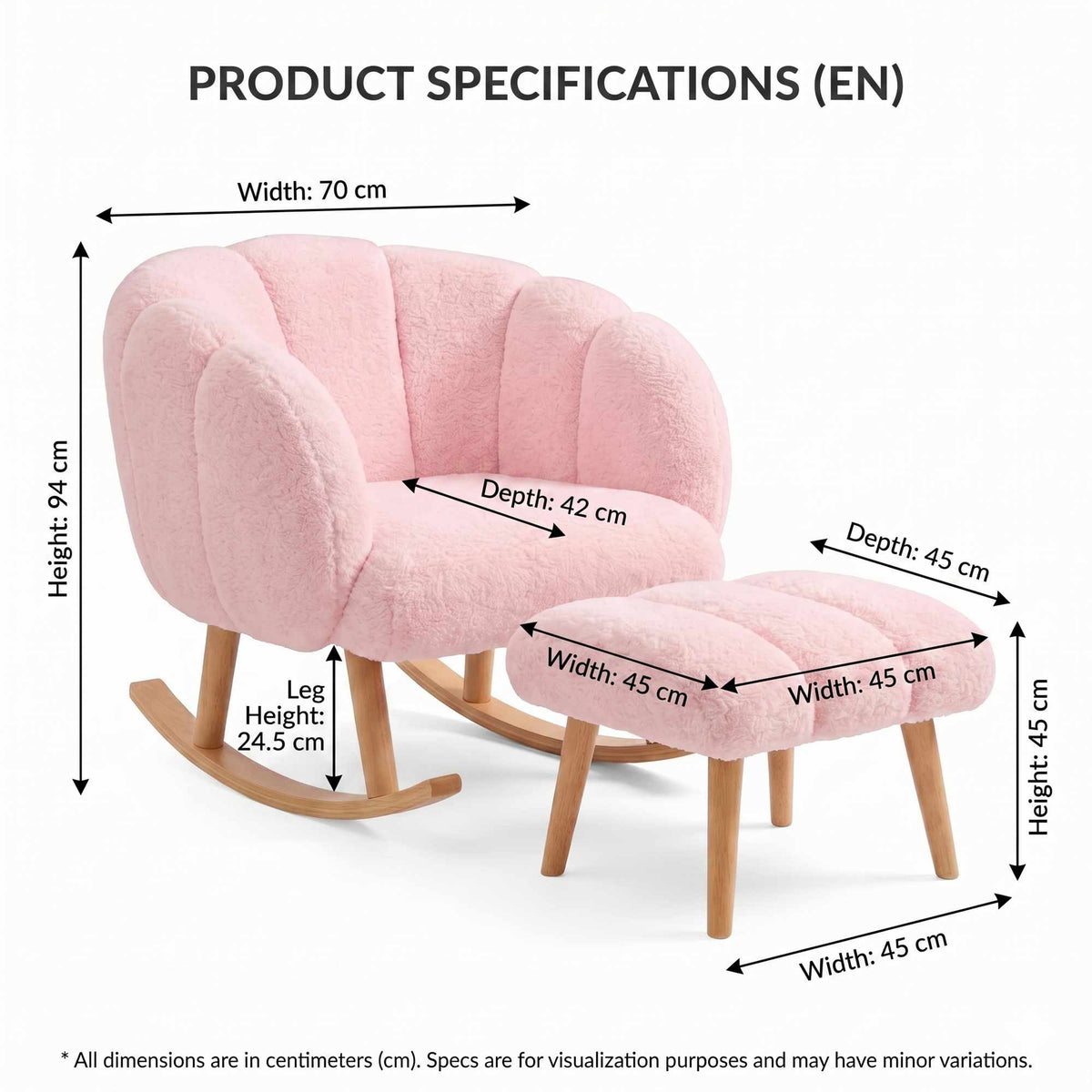 Lotus - Armchair & Pouffe Set (2 Pieces) - Pink