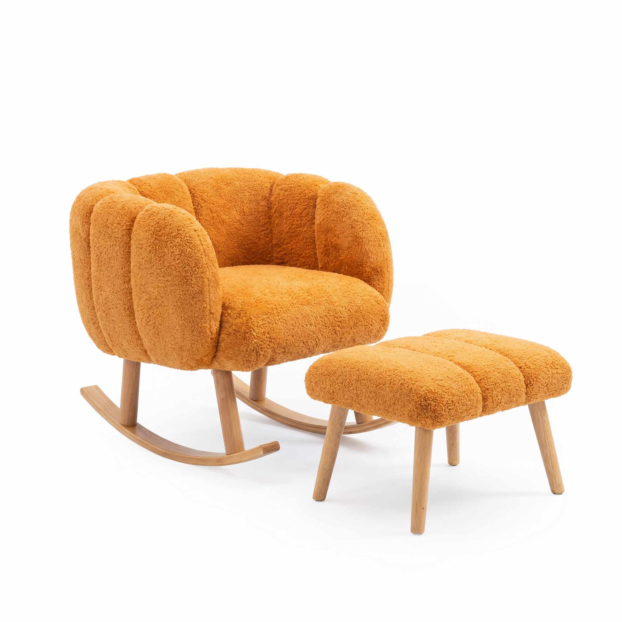 Lotus - Armchair & Pouffe Set (2 Pieces) - Orange