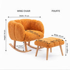 Lotus - Armchair & Pouffe Set (2 Pieces) - Orange