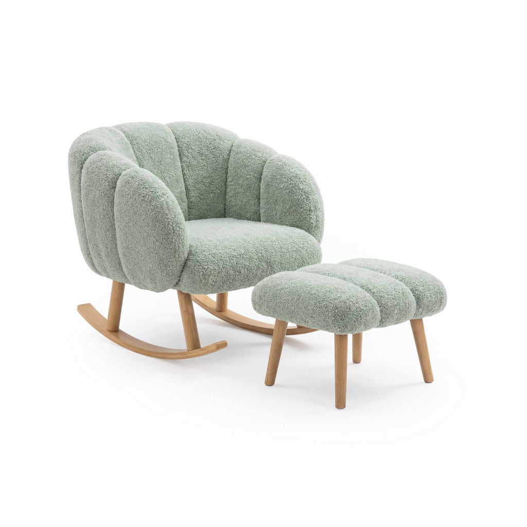 Lotus - Armchair & Pouffe Set (2 Pieces) - Green