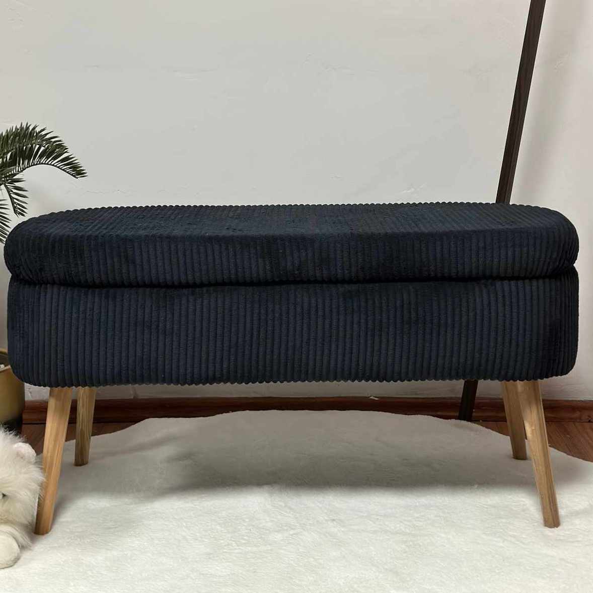 Oslo Linen - Puf - Negro