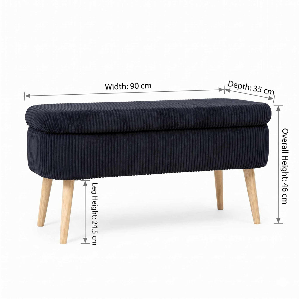 Oslo Linen - Puf - Negro