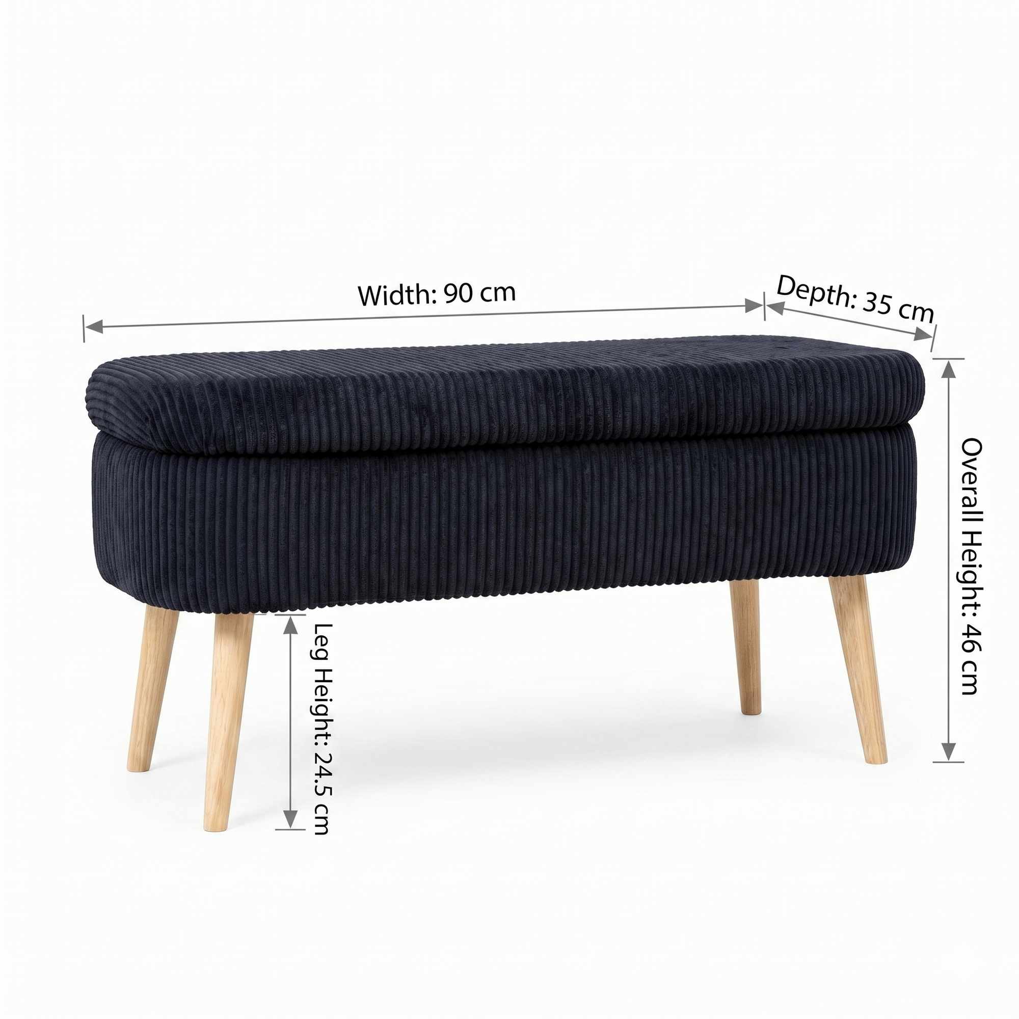 Oslo Linen - Puf - Negro