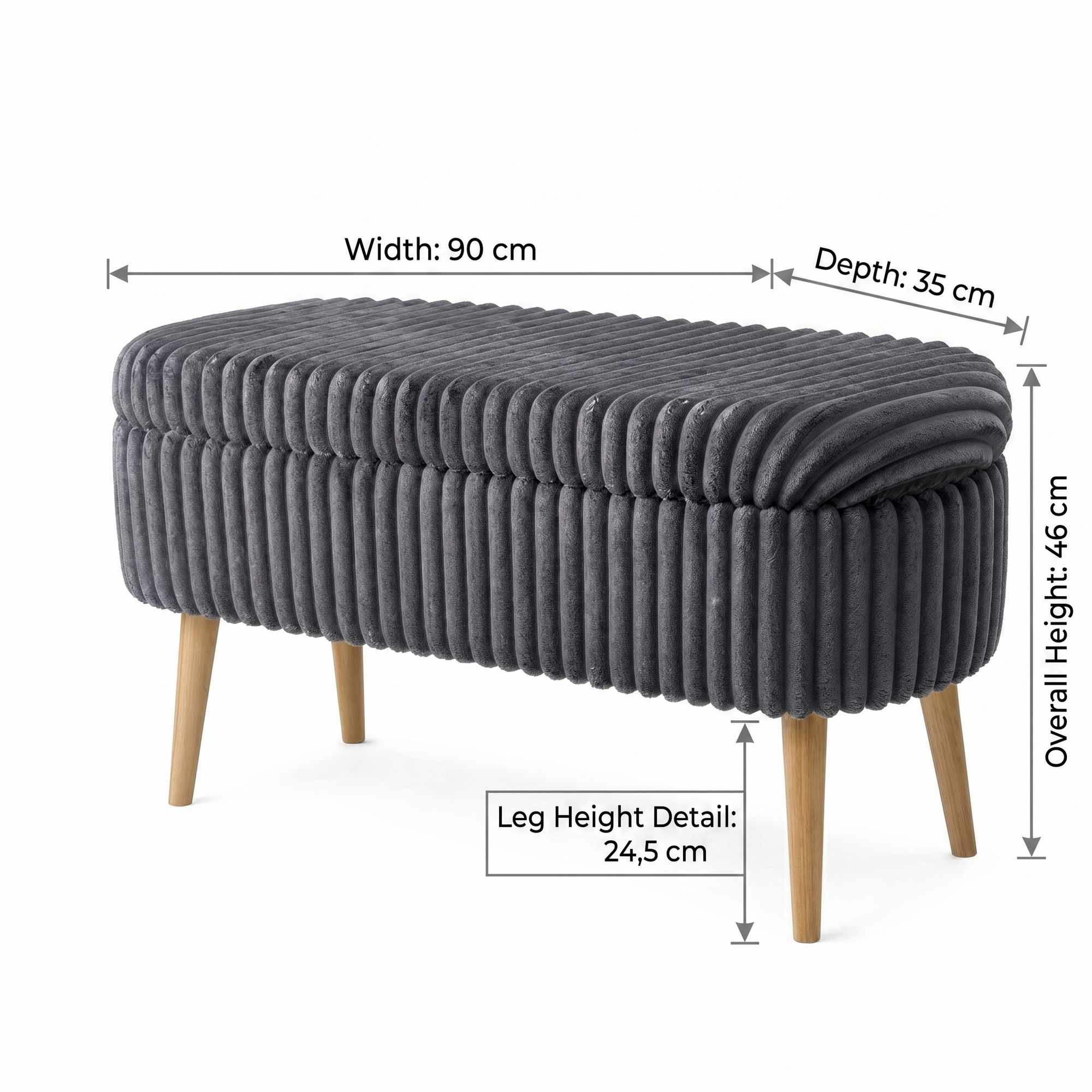 Oslo Linen - Pouf - Toscano Anthracite