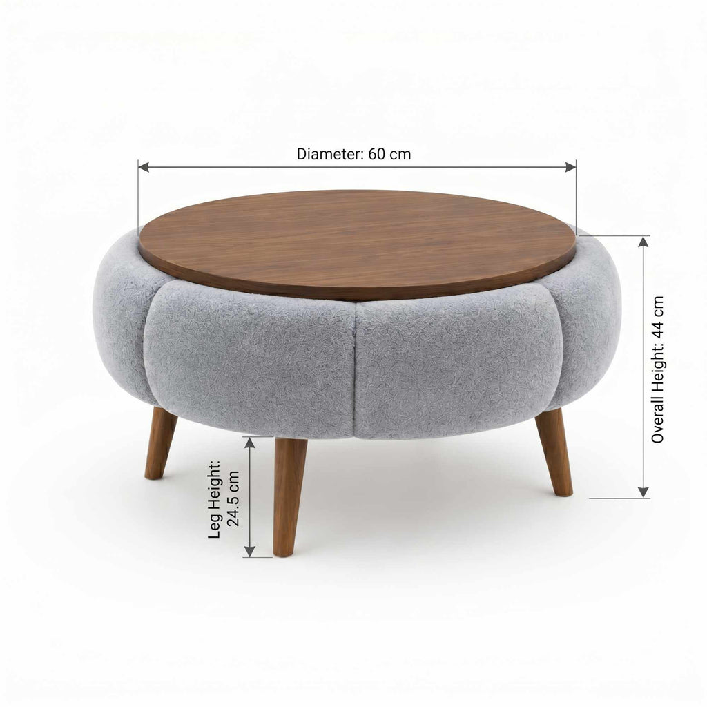 Papatya 60 - Table Basse - Gris/Walnut