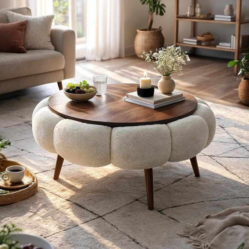 Papatya 60 - Table Basse - Blanc/Walnut