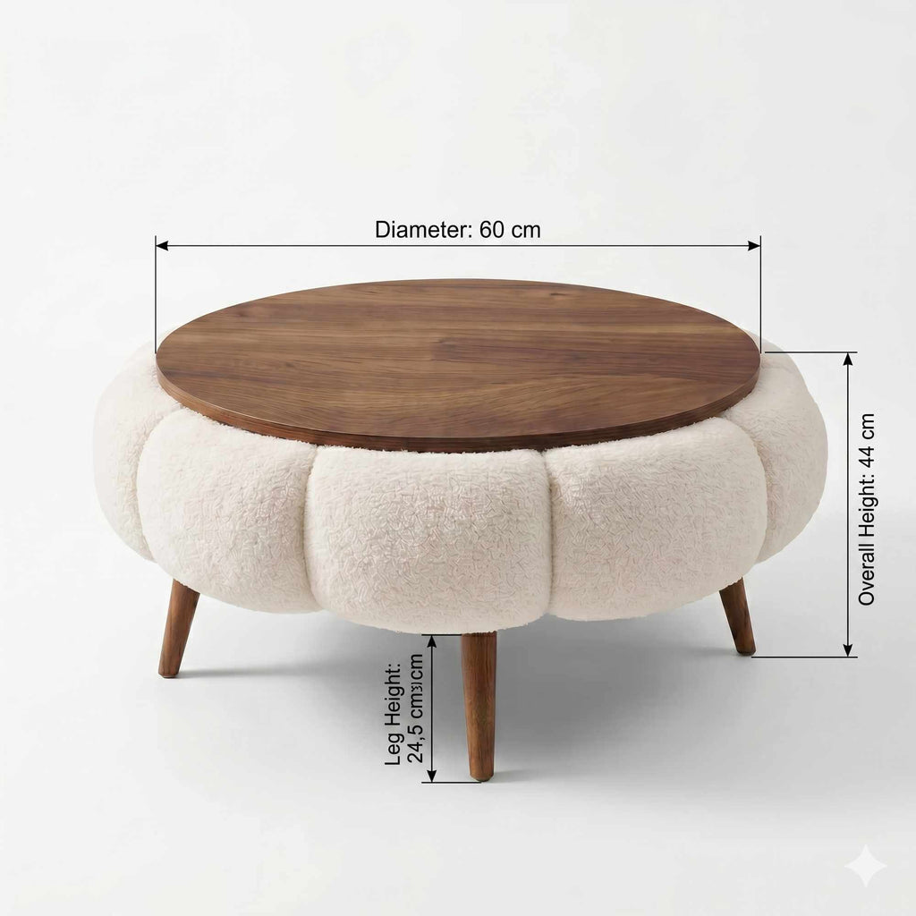 Papatya 60 - Table Basse - Blanc/Walnut