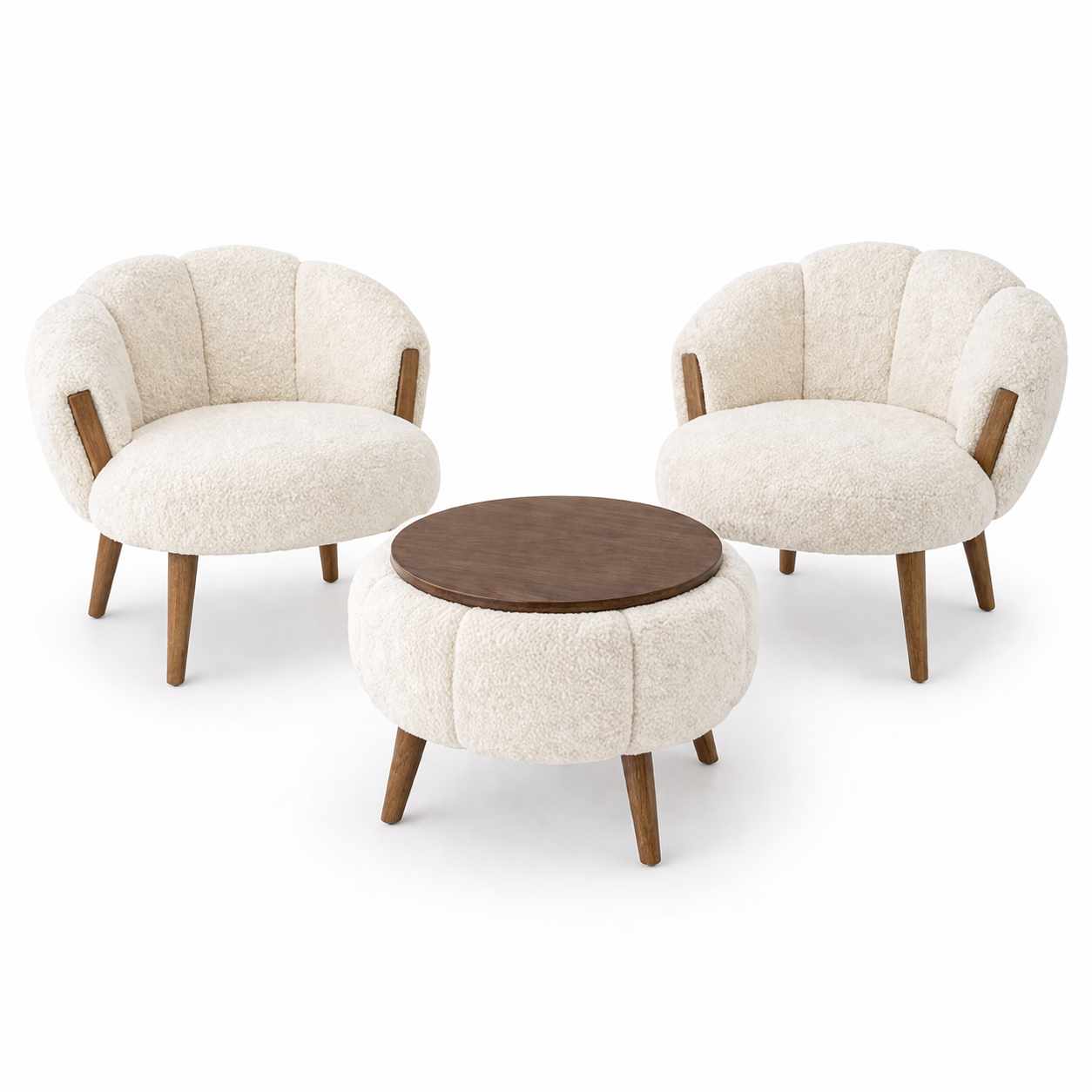 Star - Set Fauteuil & Table Basse (3 Pièces) - Blanc