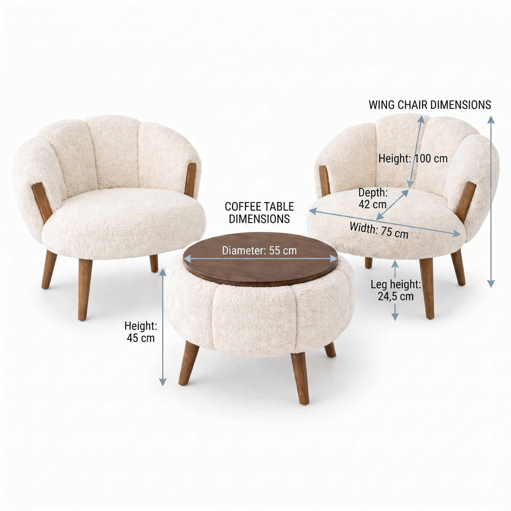 Star - Set Fauteuil & Table Basse (3 Pièces) - Blanc