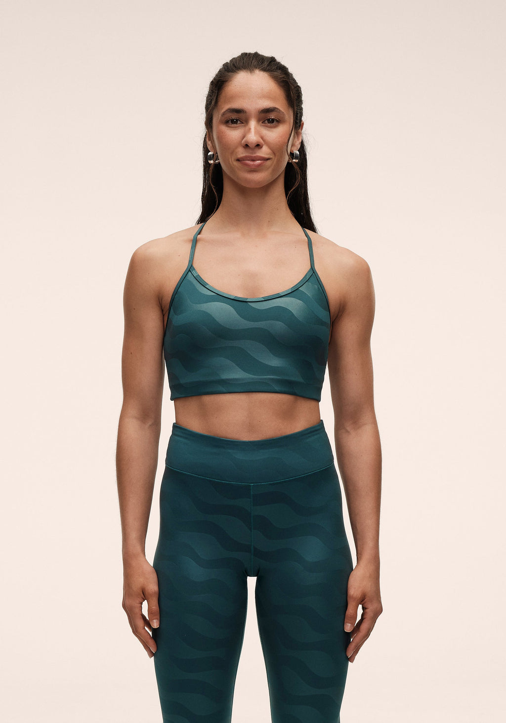 Sleek Strappy Sports Bra Printed - Ocean Geo